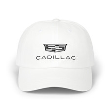 Cadillac Logo Embroidered Classic Dad Hat, Wh...