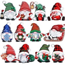 24 Pcs Christmas Gnome Wooden Ornaments Wood Hanging Christmas Tree Decoratio...