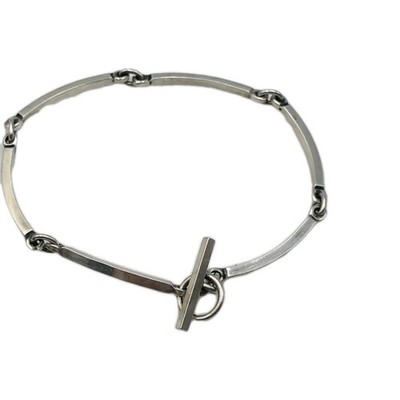 NE From Denmark Vintage Sterling Silver Modernist Bar Link Chain Toggle Bracelet