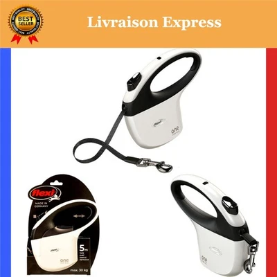 Flexi One M Laisse Rétractable 5m pour Chiens jusqu'à 30kg Noir/Blanc - Photo 1/4
