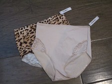 2-PACK SOMA VANISHING TUMMY HIGH WAIST BRIEF PANTIES IN ANIMAL/SAND LACE SIZE XL