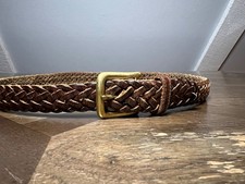 GAP Vintage Genuine Leather Brown Belt Solid Brass Buckle Braided Size S 28-30
