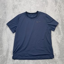 Nike Shirt Mens Large Blue Pro Dri Fit Uv Miler Swoosh Logo Side Slit Running