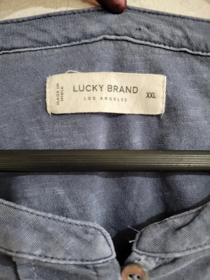 Lucky Brand Womens Embroidered Puff Sleeve Boho Top Size 2XL Blue Hippie Peasant - Image 4 of 4