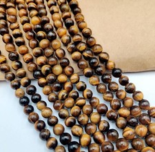 Natürliches gelbes Tigerauge Schlicht Rund 6 MM Edelstein 12 Zoll Perlen...