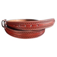 38 In Hilason Basketweave Heavy Duty Western Work Leather Mens Womens Belt Tan
