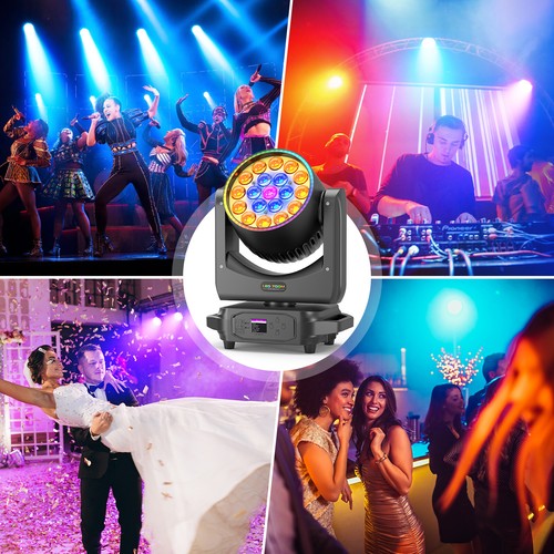 2Pcs LED Aura 19x20W RGBW Beam Wash Zoom Moving Head Lights DJ Disco Bar Stage - Picture 8 of 10