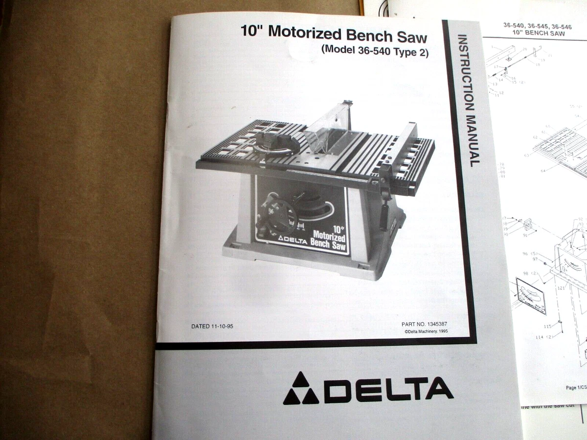 Instruction Manual W Parts For Delta 10
