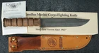 Camillus Combat Fighting Knife w/ USMC Leather Sheath Box Paper NOS USA Made A6
