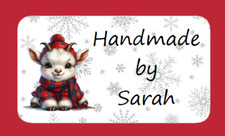 Baby Goat Handmade by Personalised Christmas Mini Stickers label Tartan