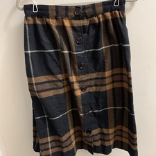 Wool Skirt Black Plaid Made In USA 13 Waist 30” Length 29”