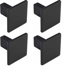 4x M&ouml;belknopf eckig Schubladenknopf Schrankknopf schwarz matt M&ouml;belknauf Knopf