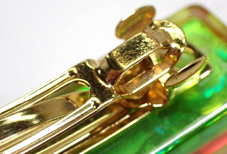CHANEL Vintage Logo Rainbow Multicolor Barrette Hair Clip Hairpin