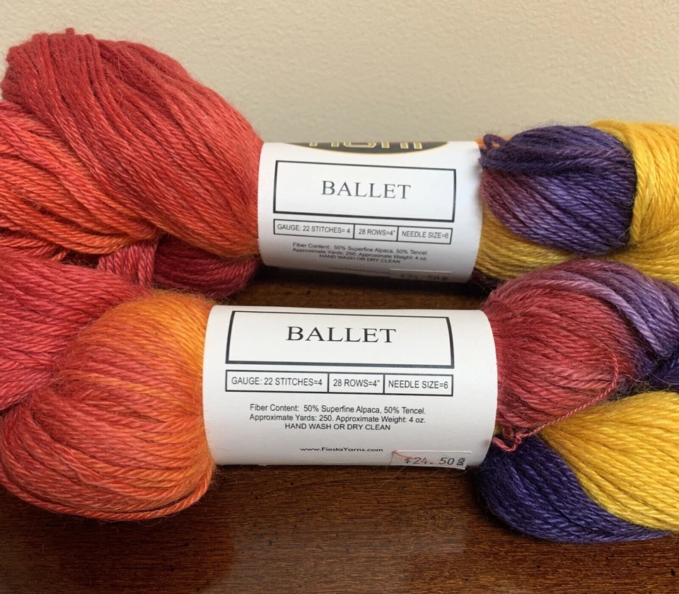 Fiesta Yarns Ballet 2 Hanks Color Cruise Rio De Janiero Rainbow Alpaca Tencel - Image 3 of 3