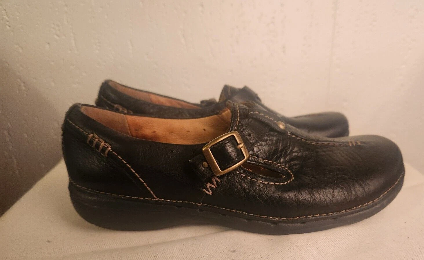 Mocassini donna Clarks destrutturati taglia 7 M neri in pelle #27