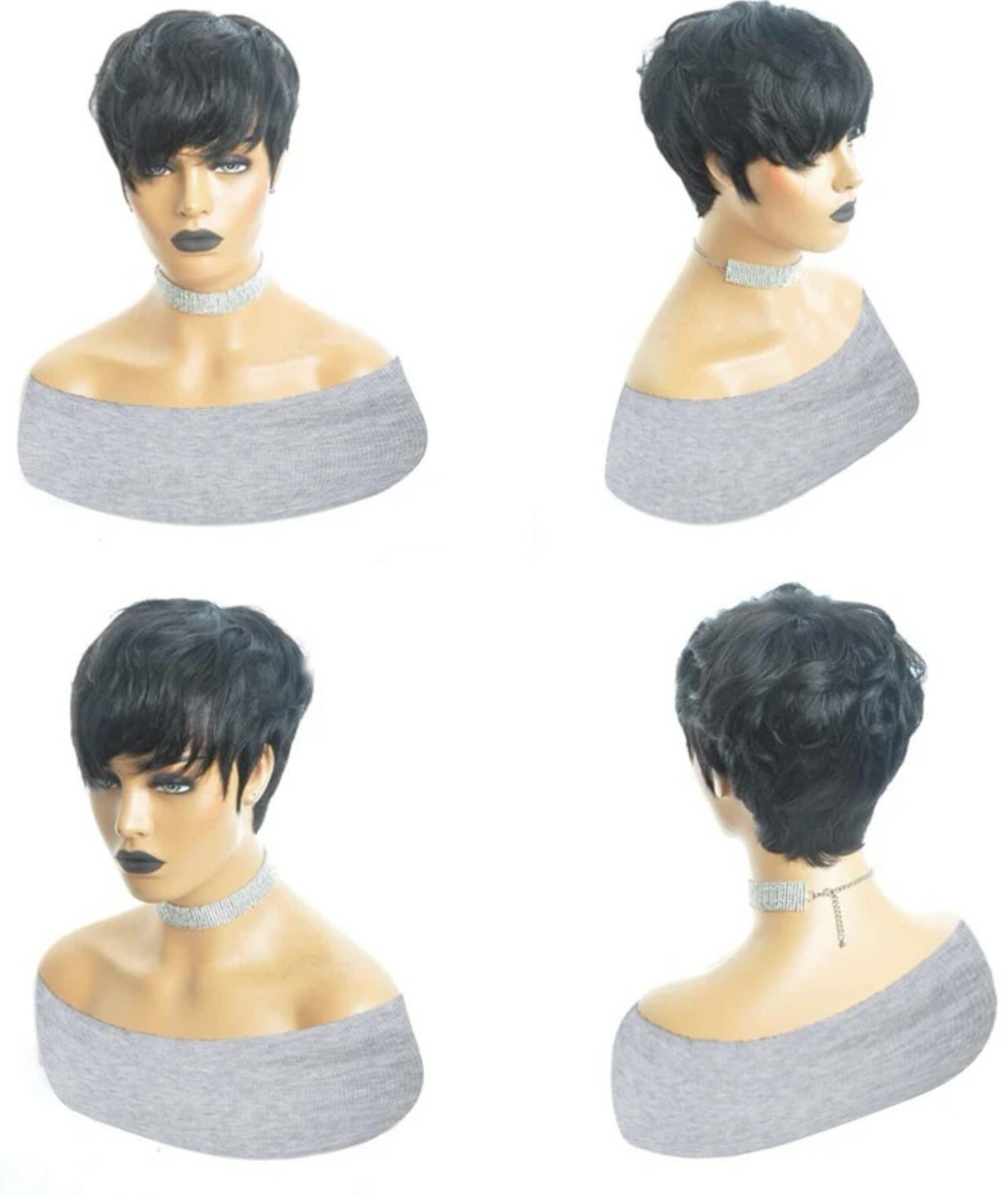 Perruque pixie noire courte lisse pour un look professionnel impeccable et sans effort