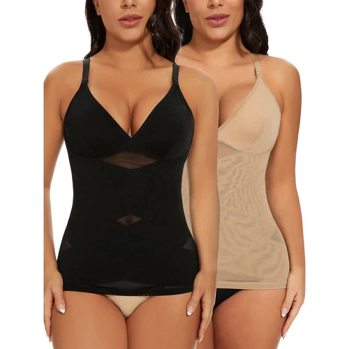 Prendas moldeadoras con cuello en V y sujetador incorporado control de abdomen adelgazante entrenador de cintura EE. UU. para mujeres - Imagen 22 de 25