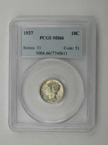 1937 Mercury Dime PCGS Graded MS 66 (571)