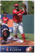 Andres Blanco Signed 2015 Philadelphia Phillies Team Issued 4x6 Oversized Card