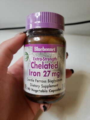 Bluebonnet Extra Strength Chelated Iron 90 Veg Caps 1/24