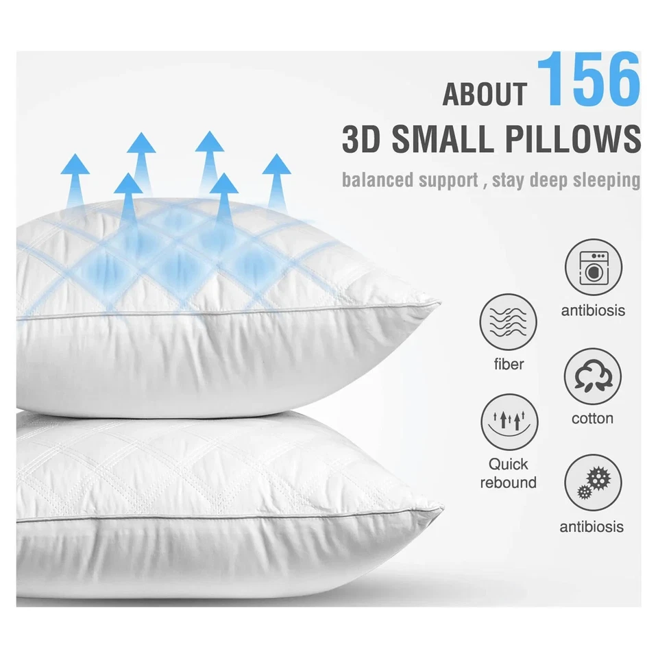 Almohadas de cama Cooling King Size para durmientes laterales - Juego de 2 soportes de felpa Foto 3 de 4