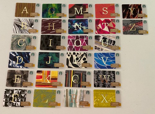 Starbucks Ltd Ed Gift Cards 14 Complete Alphabet Set A To Z 26 Cards Mint Ebay