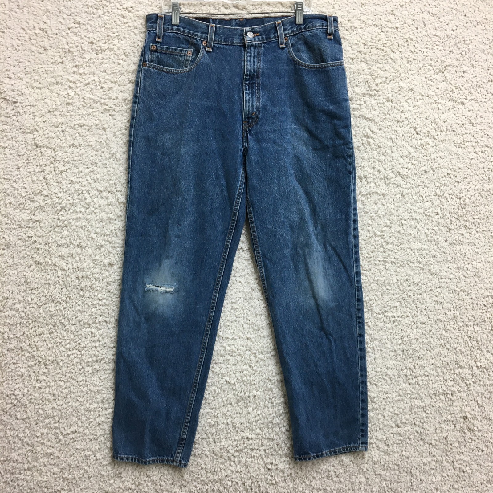 VINTAGE Levis 550 Jeans 36x32 Mens Blue Denim Relaxed Fit Tapered Leg Dark Wash