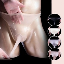 Men's Ultra-Sheer Thong Bikini G-String Mini Briefs Underwear with Penis Sheath