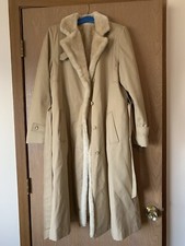 60s 70s tan long fur lined trench coat