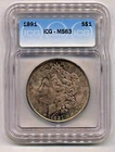 1891 MORGAN SILVER DOLLAR MS63 ICG PRETTY TONING