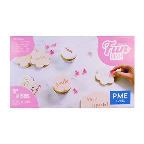 PME FF60 Fun Fonts-Cupcake And Cookie Stamping Set for Cake Design, 66 Pieces, C