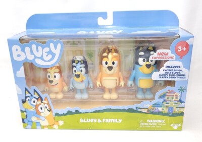 Bluey Bluey and Family Figure 4-Pack, Bingo, Bandit and Chilli - New Expressions