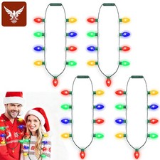 4PCS Christmas Light Up Necklaces Colorful 9 Bulbs LED Lights for Xmas Party