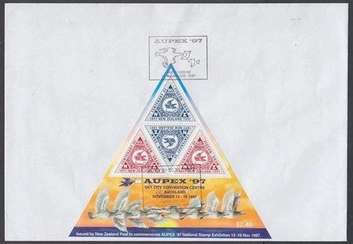 NEW ZEALAND M/S FDC 1997 AUPEX EXHIBITION PIGEONGRAM (ID:FE9735)
