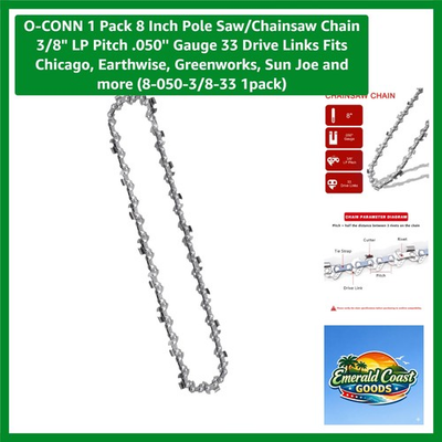 #ad 8 Inch Chainsaw Chain with Hardened Rivets Fits Chicago Greenworks amp; More $5.99