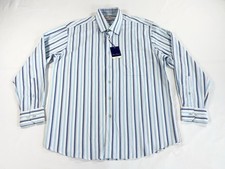 New Alan Flusser Multicolor Striped Long Sleeve Button Up Dress Shirt Mens L