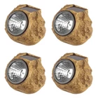 Set of 4 LED Solar Pathway Lights Shaped like Granite Rocks