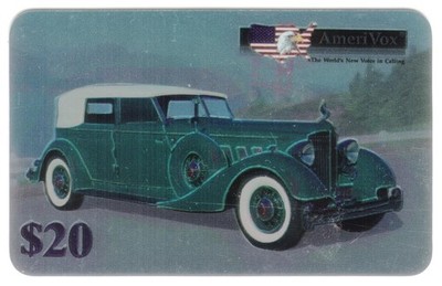 $20 Oldtime Automobiles (Chrome): 1934 Packard V-12 Convert Sedan Telefonkarte