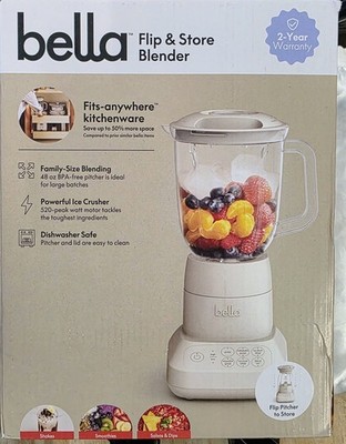 Bella Flip & Store Blender 48oz 10-Speed Dishwasher Safe BPA Free Ice Crusher
