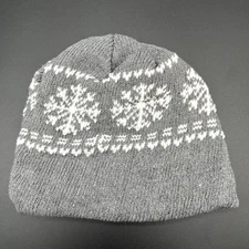 Greenbrier International Hat Men Gray Polyester Snowflake Beanie Cap Knit Winter