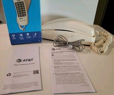 AT T 210 Corded Trimline Telephone Illuminated Keypad Beige 13 Number Memory