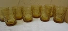 MCM 8 Vintage Anchor Hocking Milano Honey Gold Amber Glasses 8 Oz 3.5" Tall