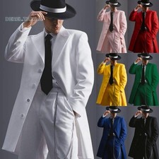 Men's Fashion Suit Prom Long Jacket Pant Formal 2 Pieces for Red Banquet Wedding