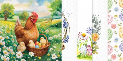 VBS Servietten-Set Easter Time für Ostern, 20 Stk., 5 Motive, 33x33 cm, Papier