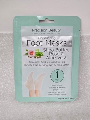 Precision Beauty Moisturizing Foot Masks Shea Butter Rose & Aloe Vera 1 Pair