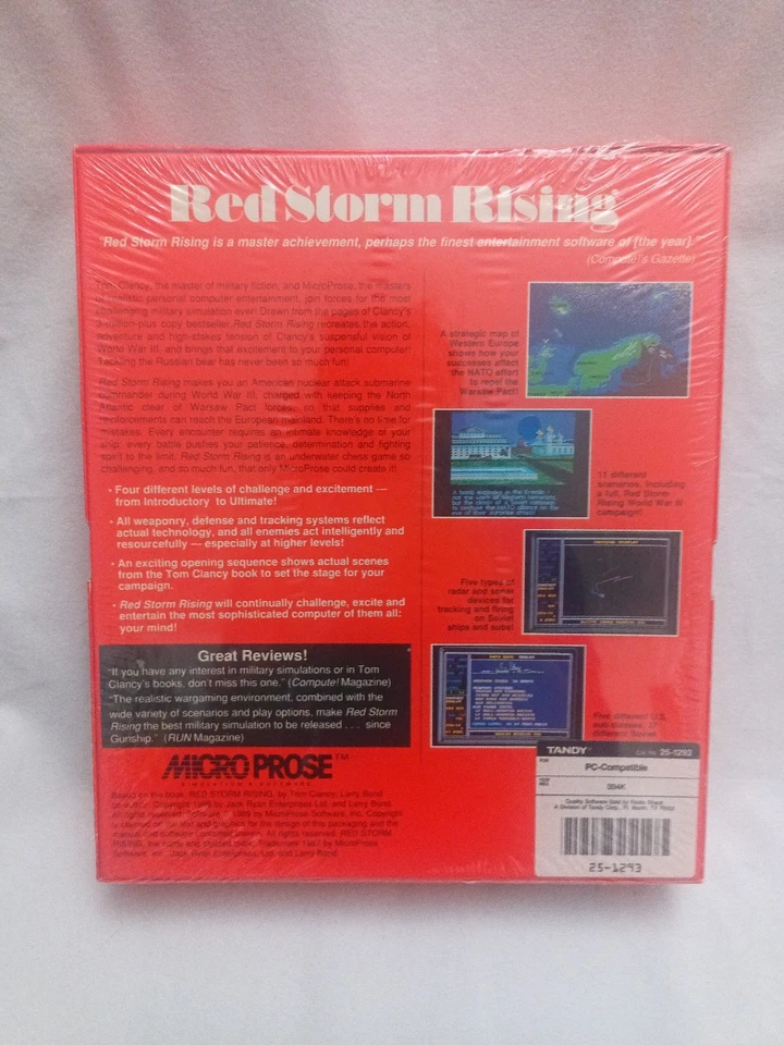 NEW SEALED Red Storm Rising 1988 Big Box PC Game Vintage Retro 3.5 5.25 Floppy - Image 2 of 2