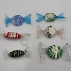 6 Vintage Murano Hand Blown Art Glass Candy Pieces Colorful Wrapped Candies .
