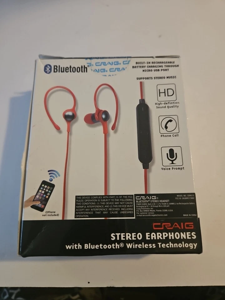 立体声耳机 Craig 耳机 入耳式 蓝牙 红色 全新 — 第 2/2 张图片