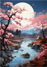 Scenery Paint by Numbers Kit for Adults Beginner,Moon Paint by Number Kit 16x20 