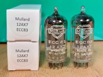 Perfectly Matched Pair of Mullard 12AX7 ECC83 mC1 1957 Shield Vacuum Tubes #2